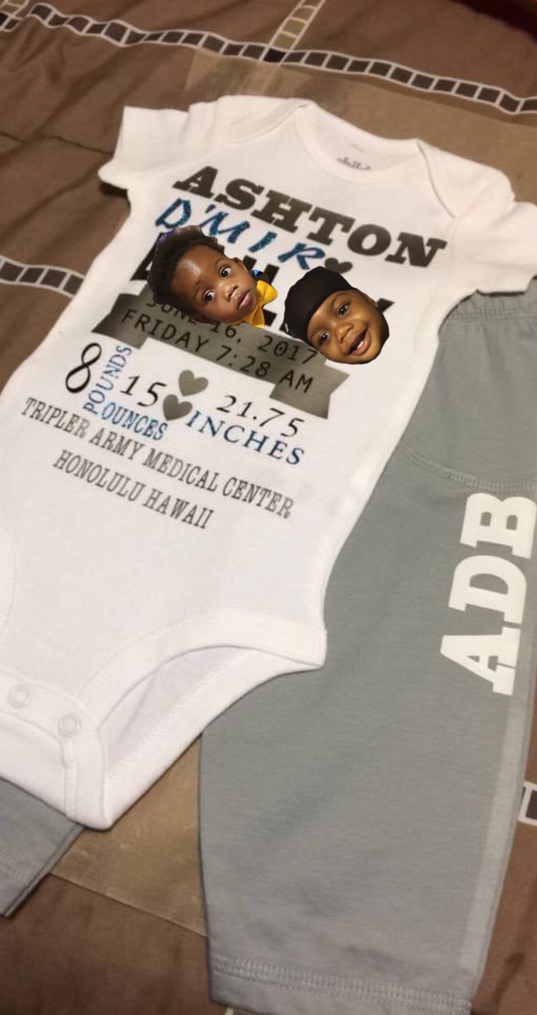 Birth announcement onesie